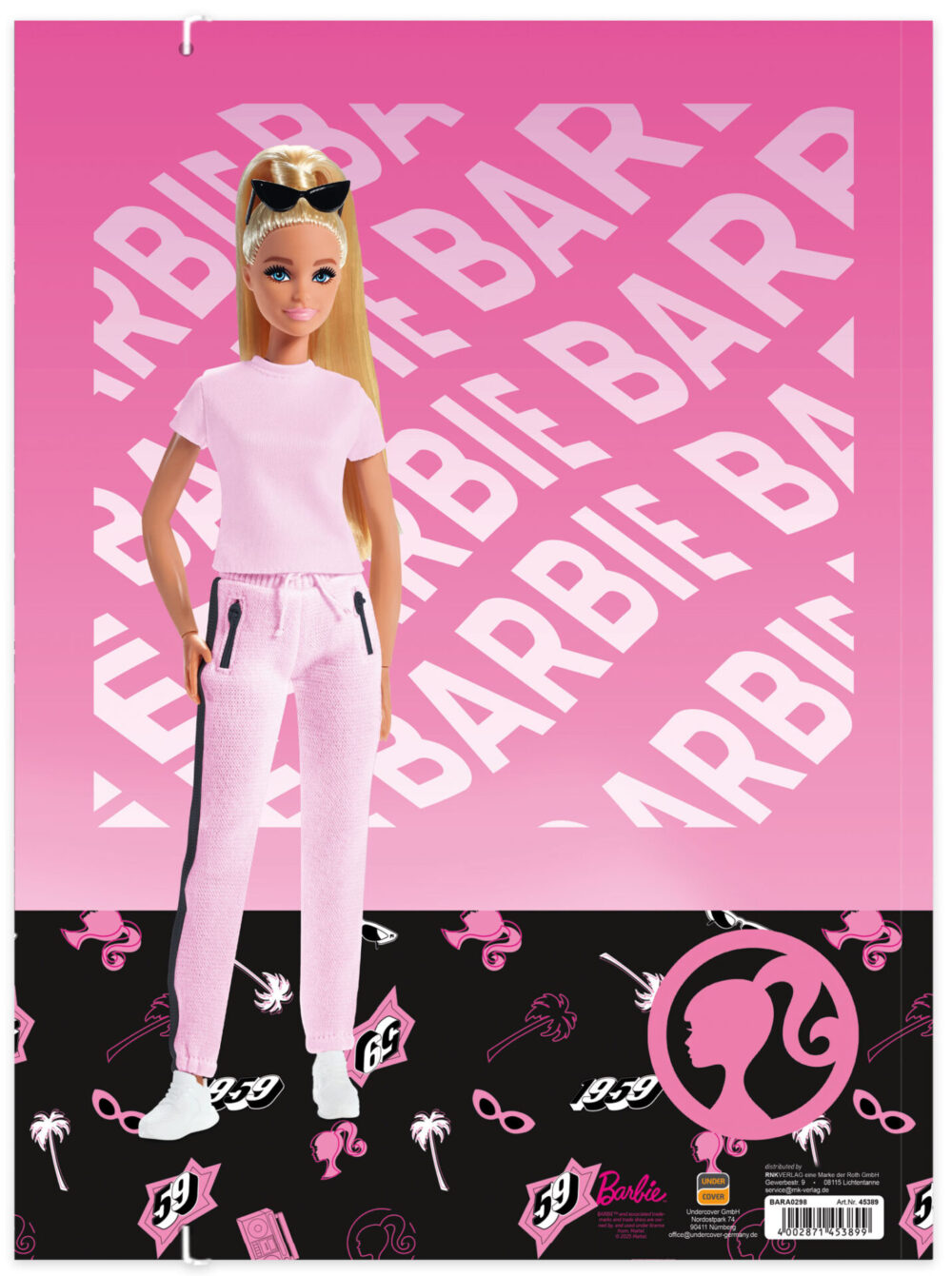 Rückseite der Zeichenmappe Barbie