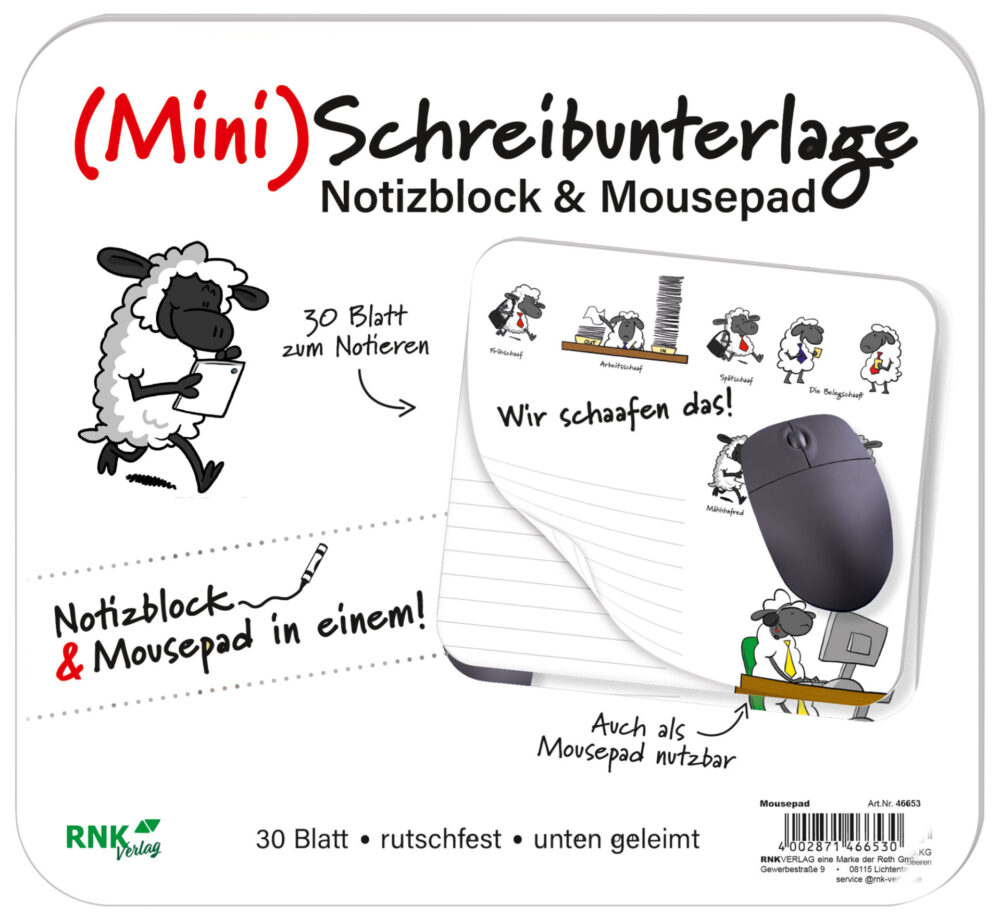 Deckblatt Mouse-Pad-Block und Mini-Schreibunterlage mit einem Schaf